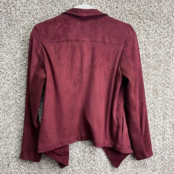 BB Dakota Jacket Women’s Small Dark Red Faux Suede Open Waterfall Front - Picture 5 of 6